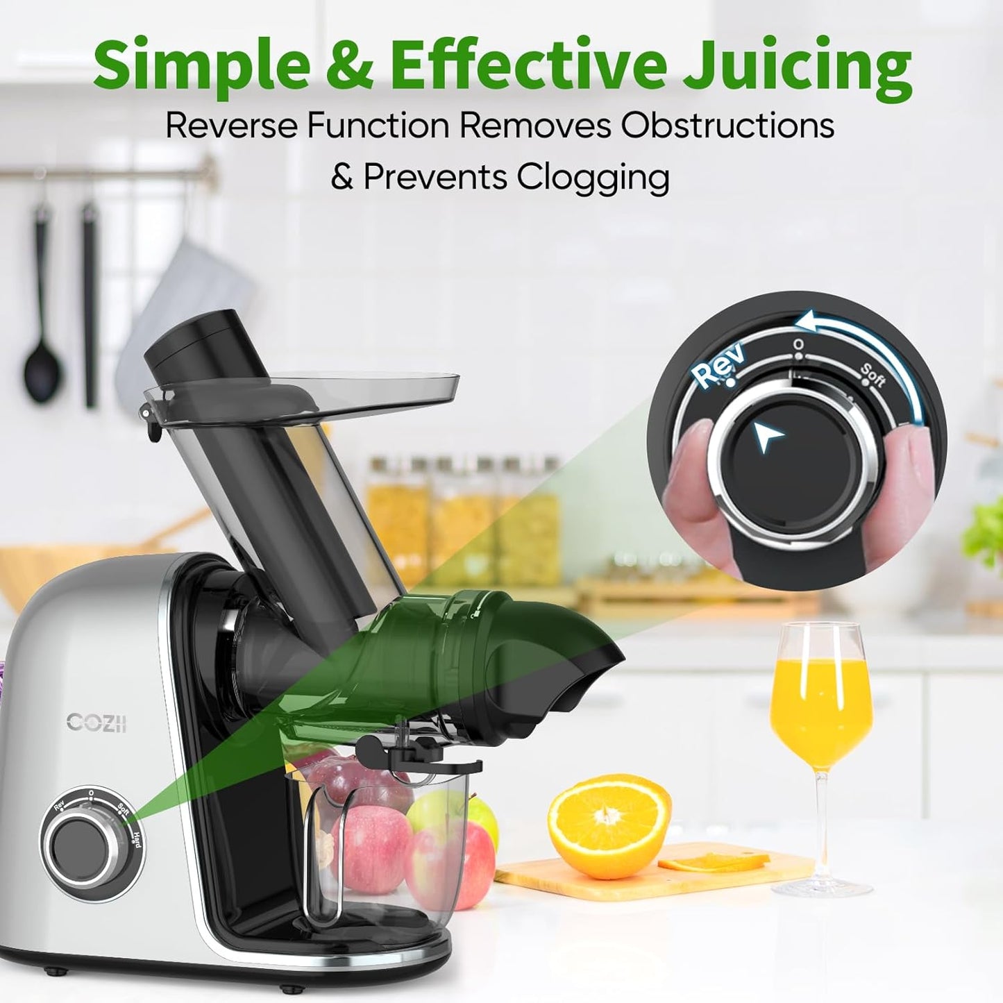 Exprimidor de prensa en frío, para jugos naturales, frutas y verduras.