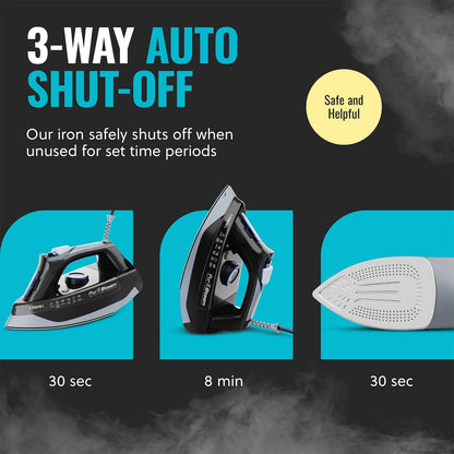 Plancha de vapor Pursteam 1700W Max, para ropa, antiadherente autolimpiante.