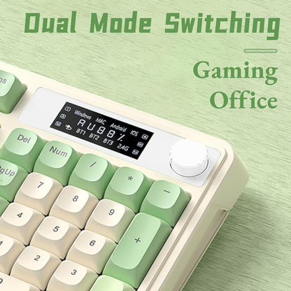 Teclado para juegos AULA S99 Pro, visualización y perilla multimedia.