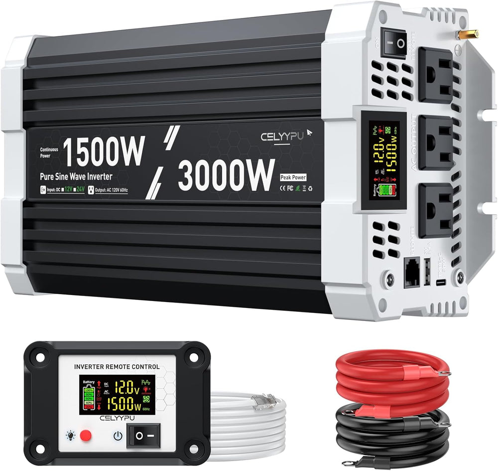 Inversor De Corriente CELYYPU 1500W Onda Sinusoidal Pura 12V