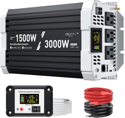 Inversor De Corriente CELYYPU 1500W Onda Sinusoidal Pura 12V