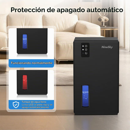 Deshumidificador portátil con luz ambiental de colores para dormitorio o sótano