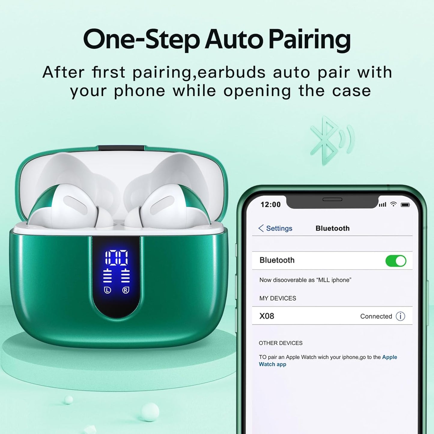 Tagry - Auriculares Inalámbricos Con Bluetooth 60 Horas verde