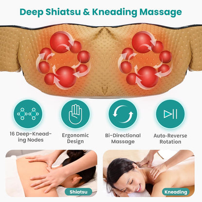 Masajeador con calor, de amasamiento profundo, Shiatsu.