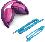 Auriculares inalámbricos + cable, canc. de ruido, volumen seguro.