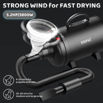 Secador de pelo para perros EGFKI, 5.2HP/3800W, 3 Boquillas.