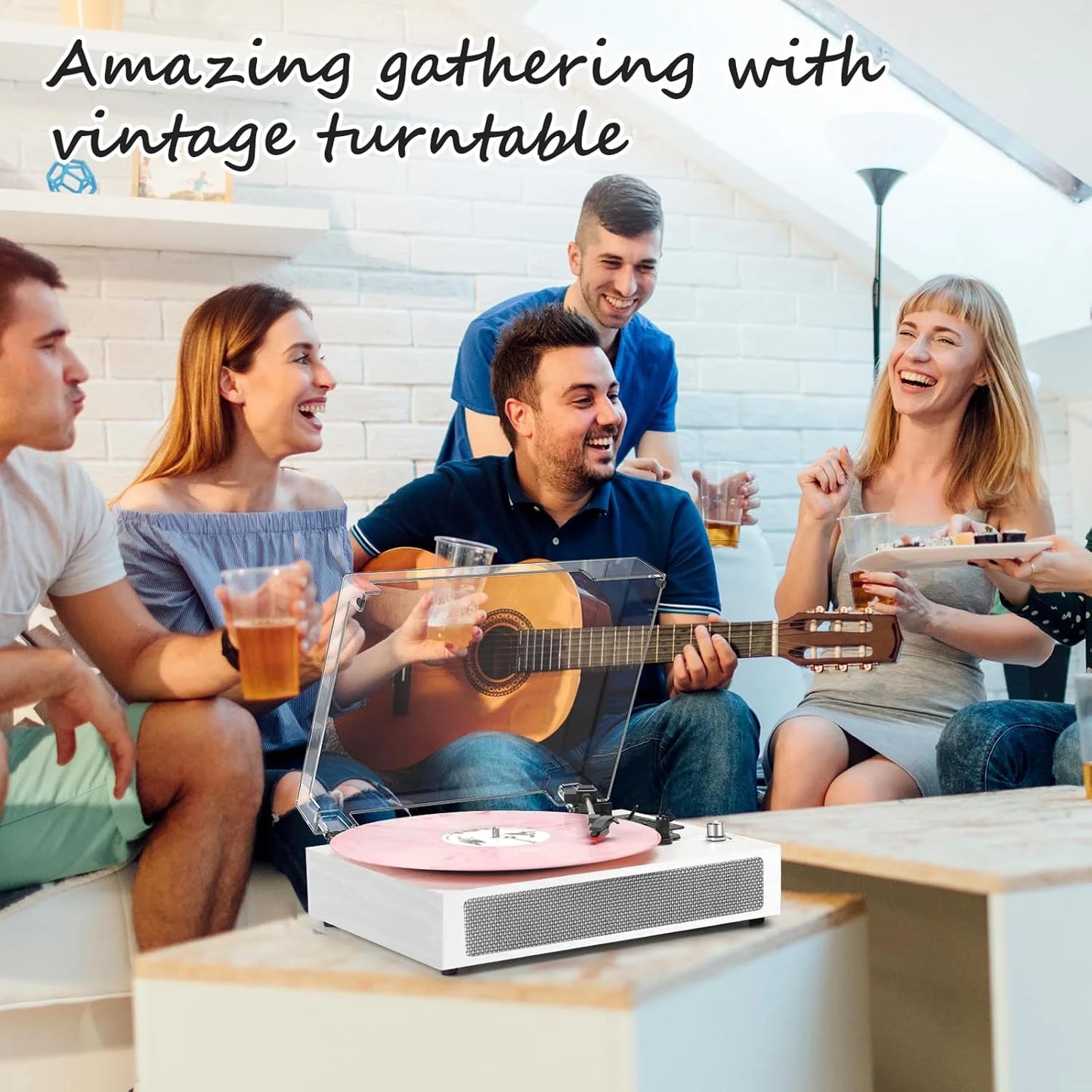 Tocadiscos Vintage, Tanlanin TE-2019, Bluetooth, sonido estereo.