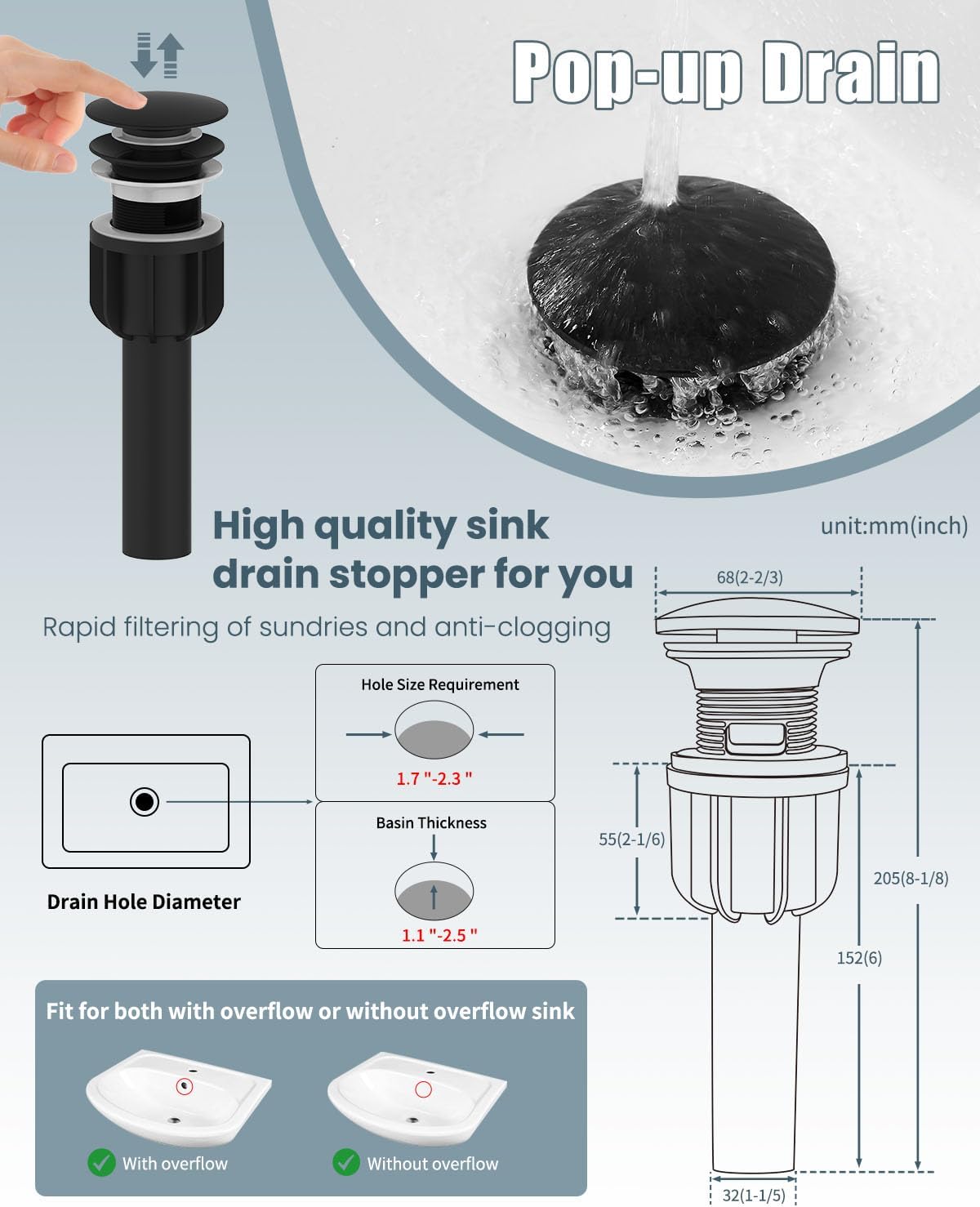 Juego de grifo de baño Casavilla con desagüe emergente, monomando