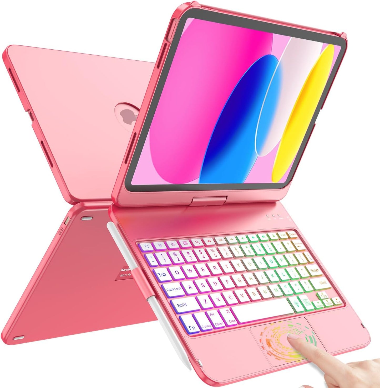 Funda con teclado táctil para iPad de 11", Fuwang, giratoria 360.