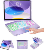 Funda con teclado para iPad de 10.ª gen. giro 360 y retroiluminación.