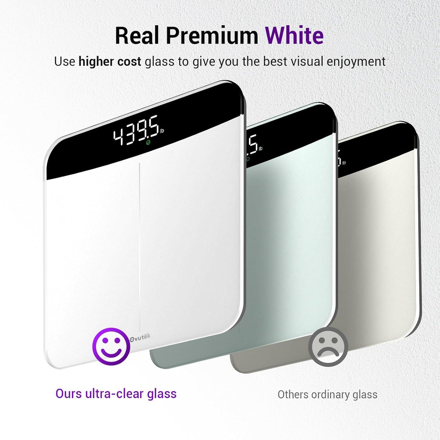 Báscula digital Ovutek de alta precisión para baño con pantalla LED, vidrio templado y capacidad de 180 kg