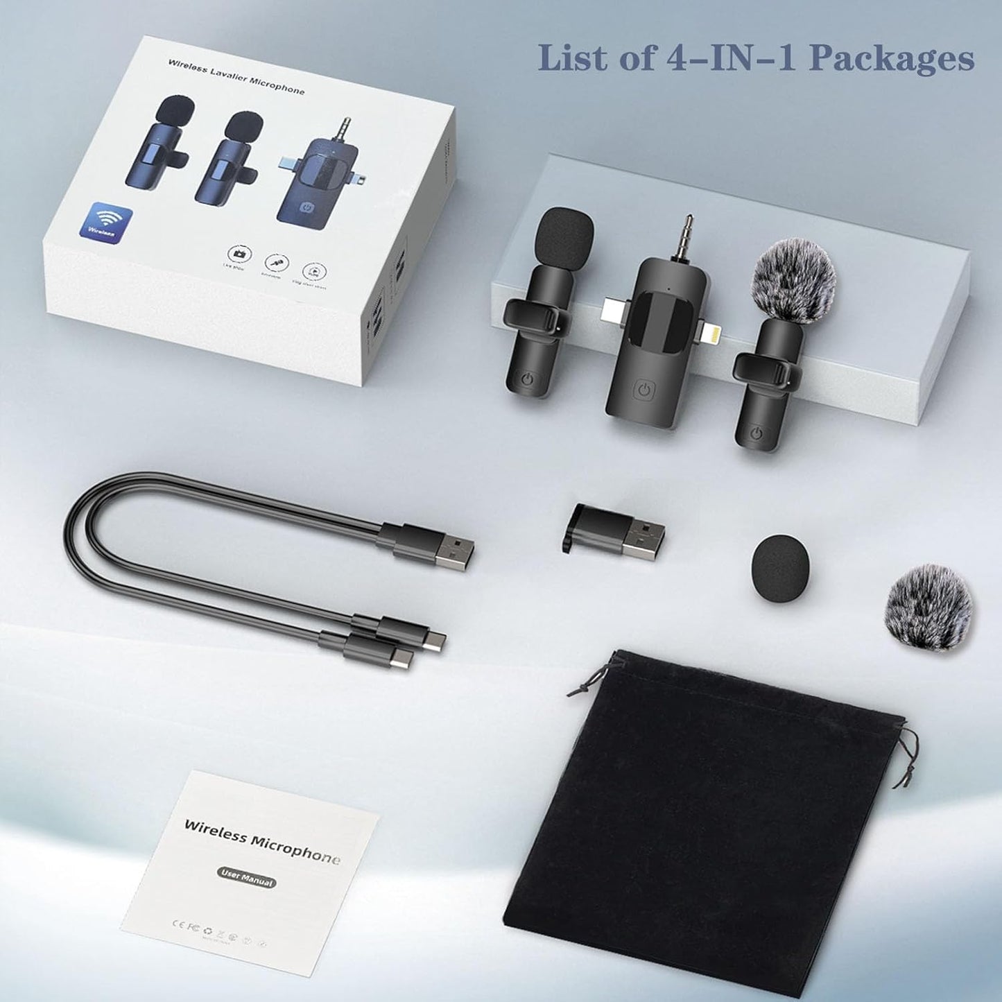 Mini micrófono inalámbrico EVXVE 4 en 1 (Usado)