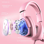 Auriculares para juegos Jimonyer, con micrófono luces RGB, con cable.