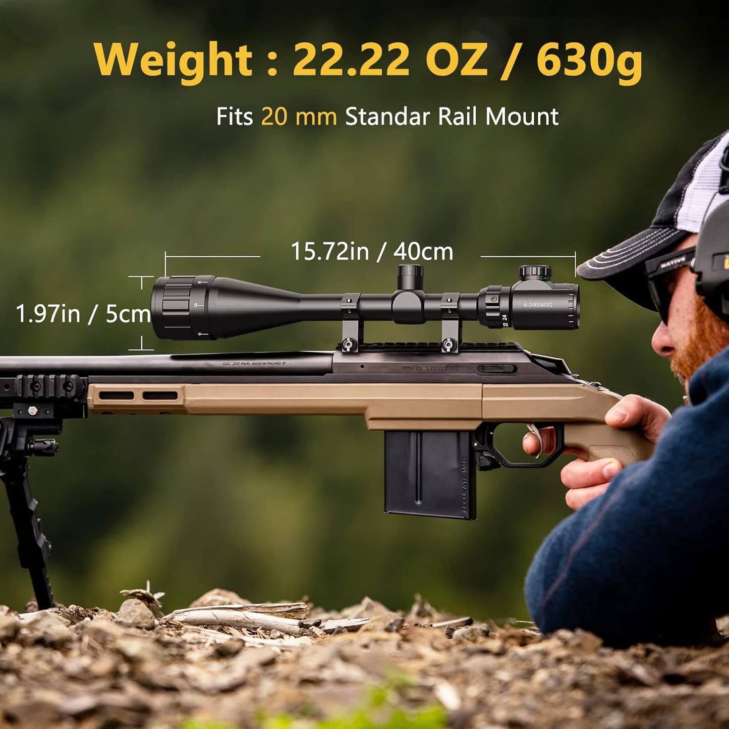 Mira telescópica para caza deportiva, CVLIFE 6-24x50.(USADA)