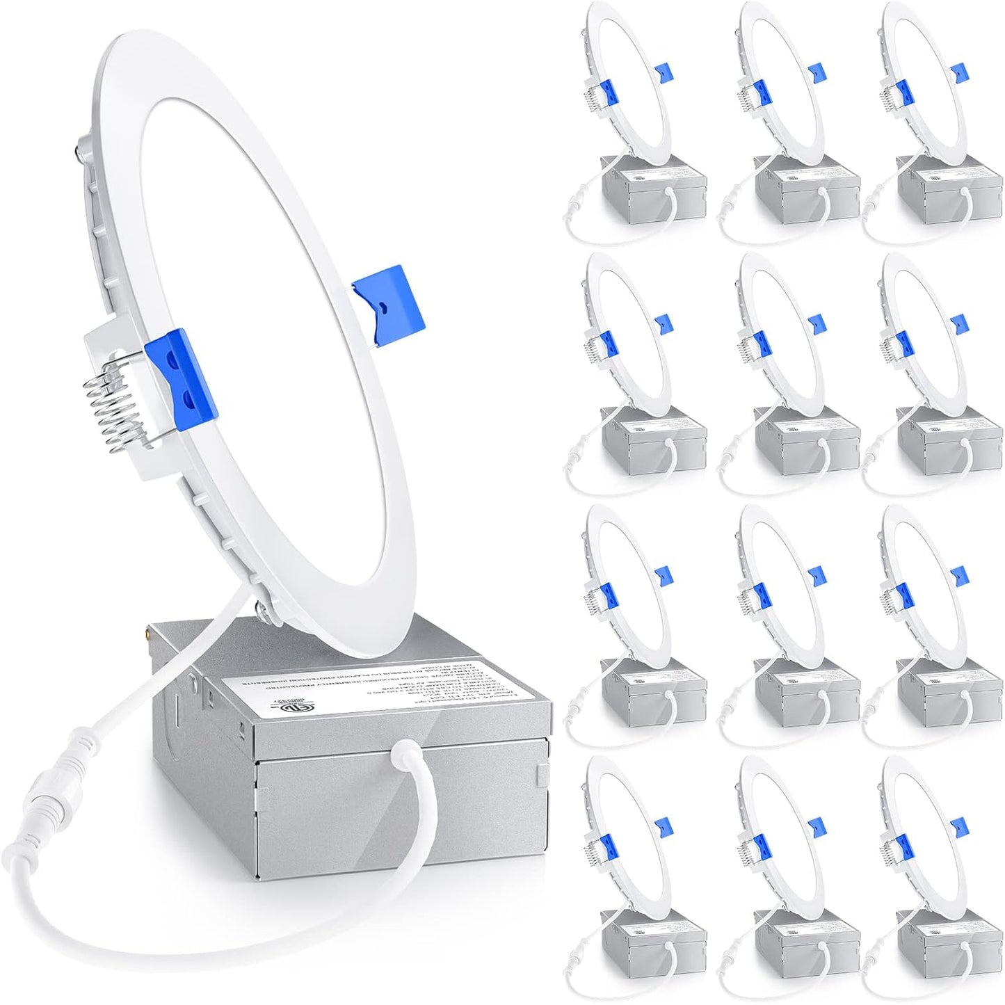 Luces LED empotrables de 6 ", regulable, 4000 K blanco frío. 12 PACK Ensenior