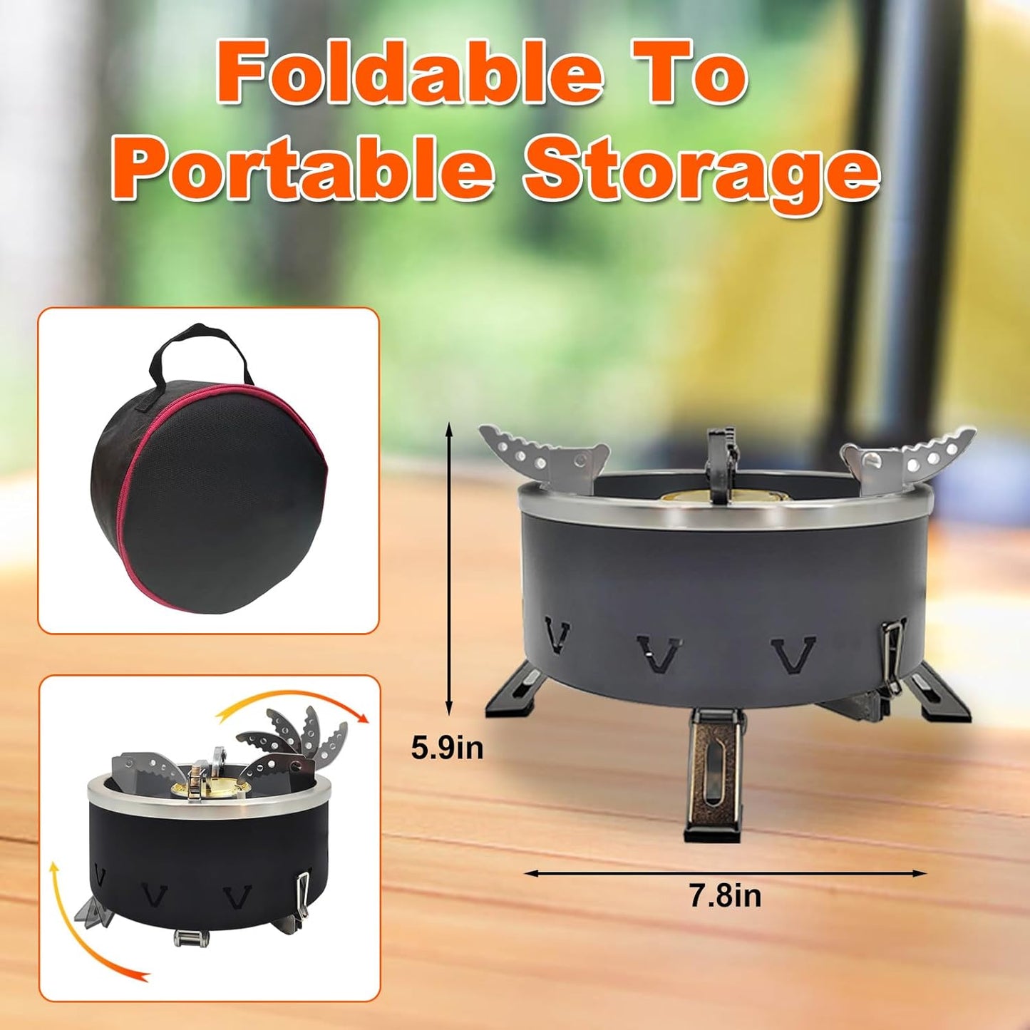 Estufa portátil para mochileros, 10000 W, resistente al viento, con adaptador