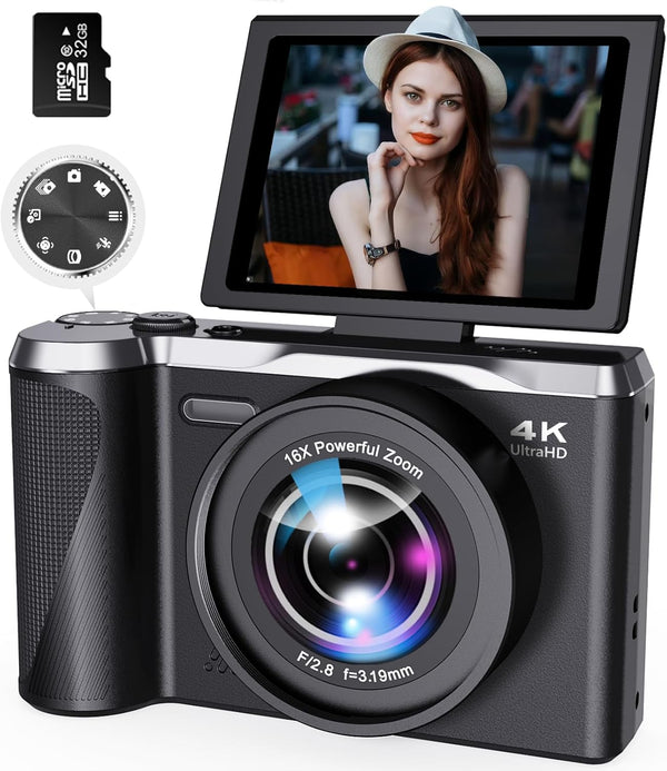 Cámara Digital 4K 48MP Autofocus Vlogging Zoom 16X