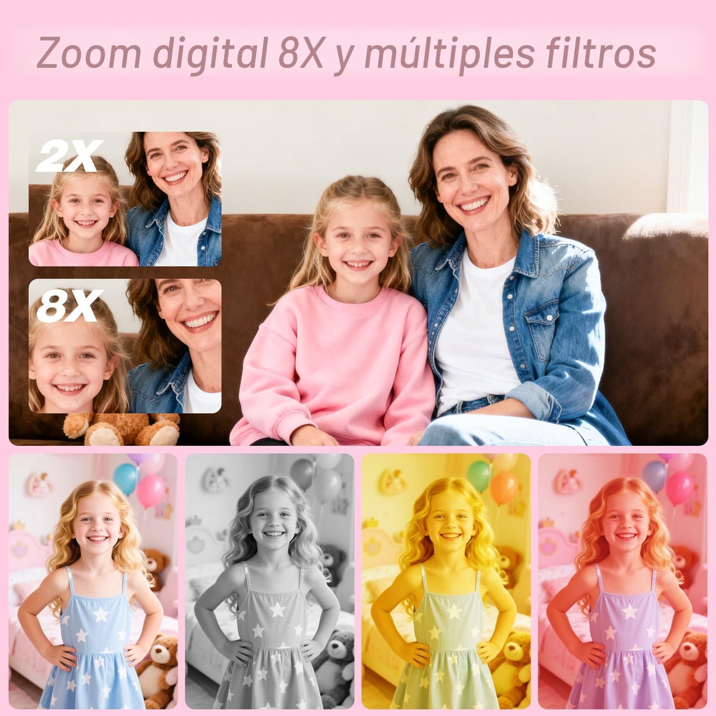 Camara digital para niños Goopow con funda de unicornio