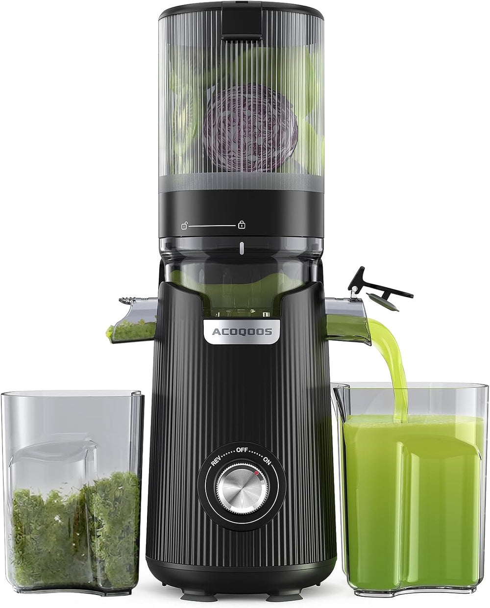 ACOQOOS Extractor Prensado Frio 1.8L Boca Ancha 13.5cm