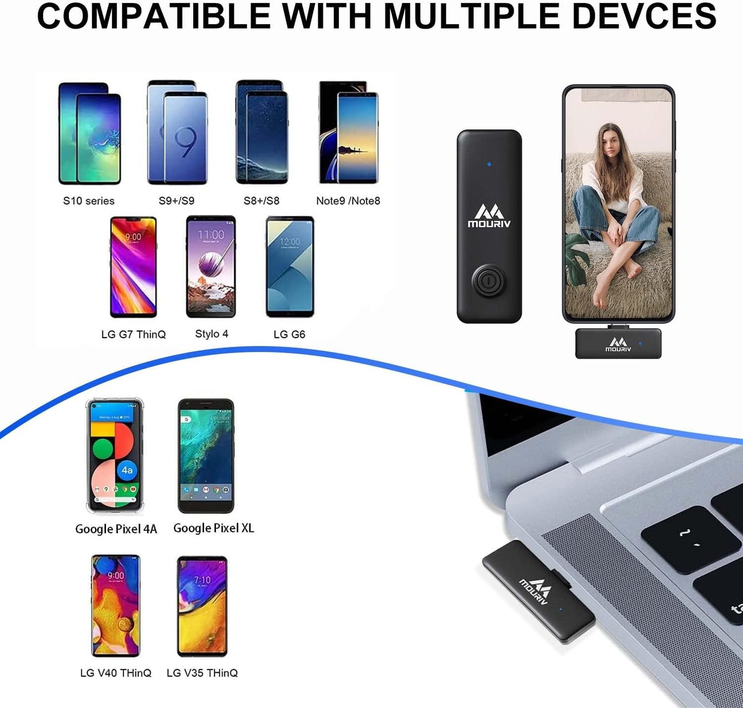 Micrófono de solapa inalámbrico profesional Mouriv