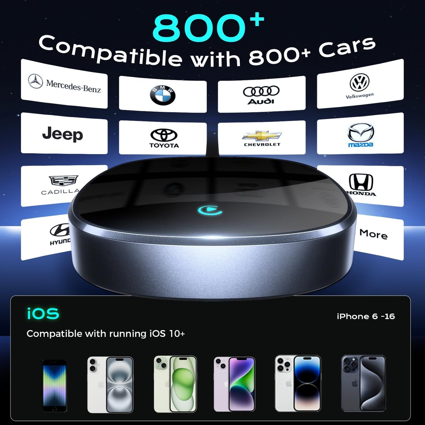 Adaptador inalámbrico CarPlay Plug & Play Android y IOS