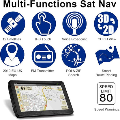 GPS Para Camión 9 Pulgadas Bluetooth Pantalla Táctil AV-In