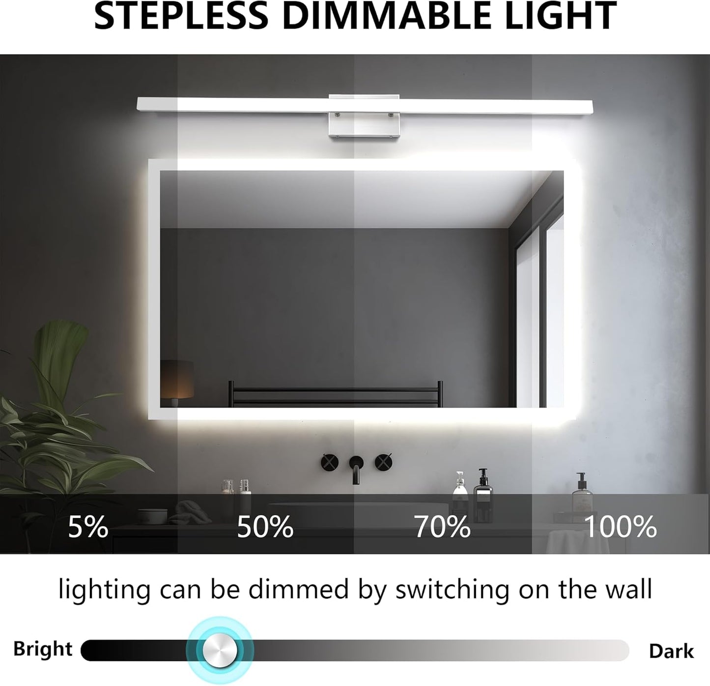 Lámpara LED moderna de tocador de baño, 48", KAMLAN