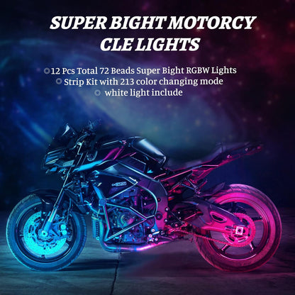Kit de 12 luces LED para motocicleta, impermeables con control.