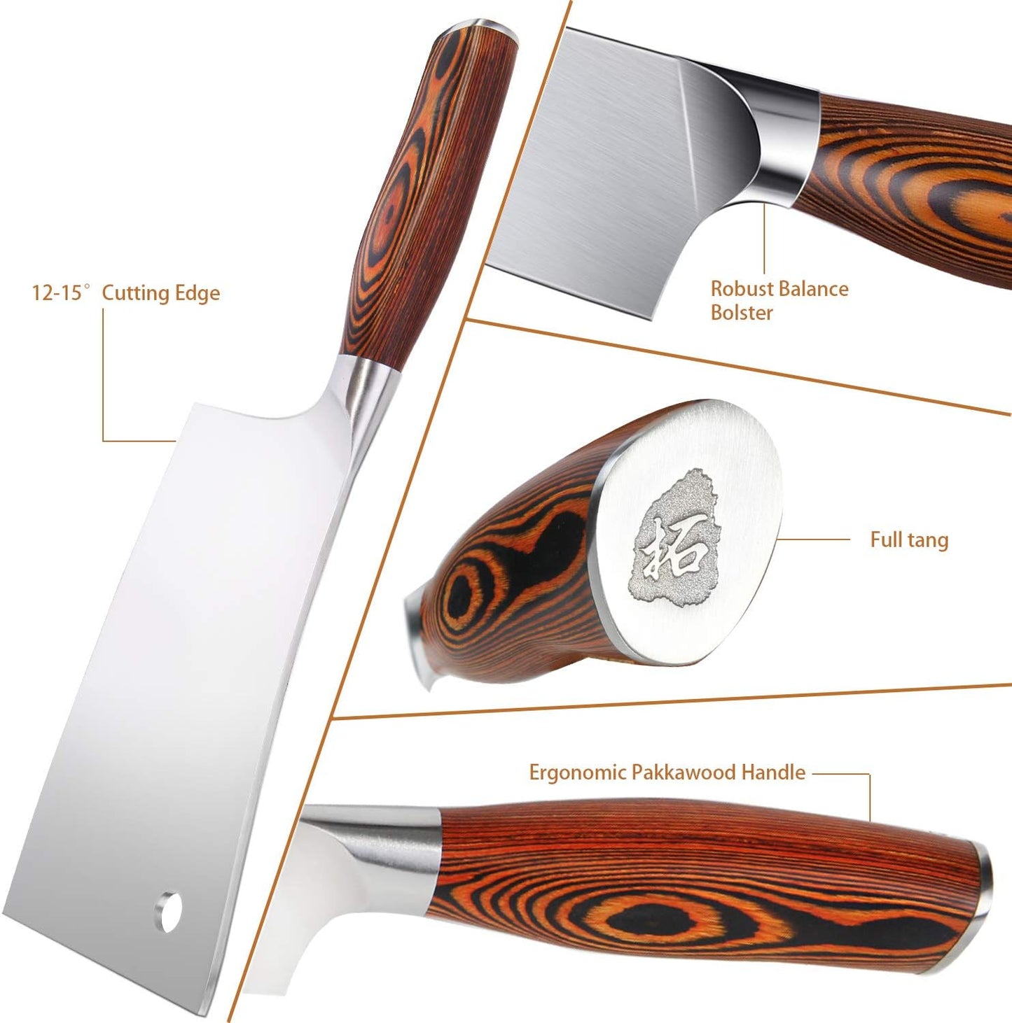 Cuchillo de carnicero de acero inoxidable, alemán, TUO.