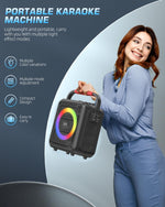 Máquina de karaoke Bluetooth, Moyleaf, con dos micrófonos inalámbricos.