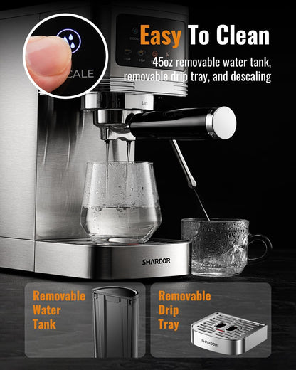 Cafetera Espresso SHARDOR 20 Bares con Espumador y Pantalla Táctil.(USADA)