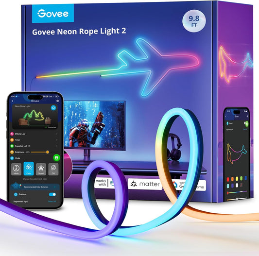Luces de neón, LED Smart, Govee, Rope light 2, cable negro.