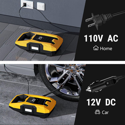 Carsun Inflador de Llantas AC/DC con Manómetro Digital y Apagado Automático.