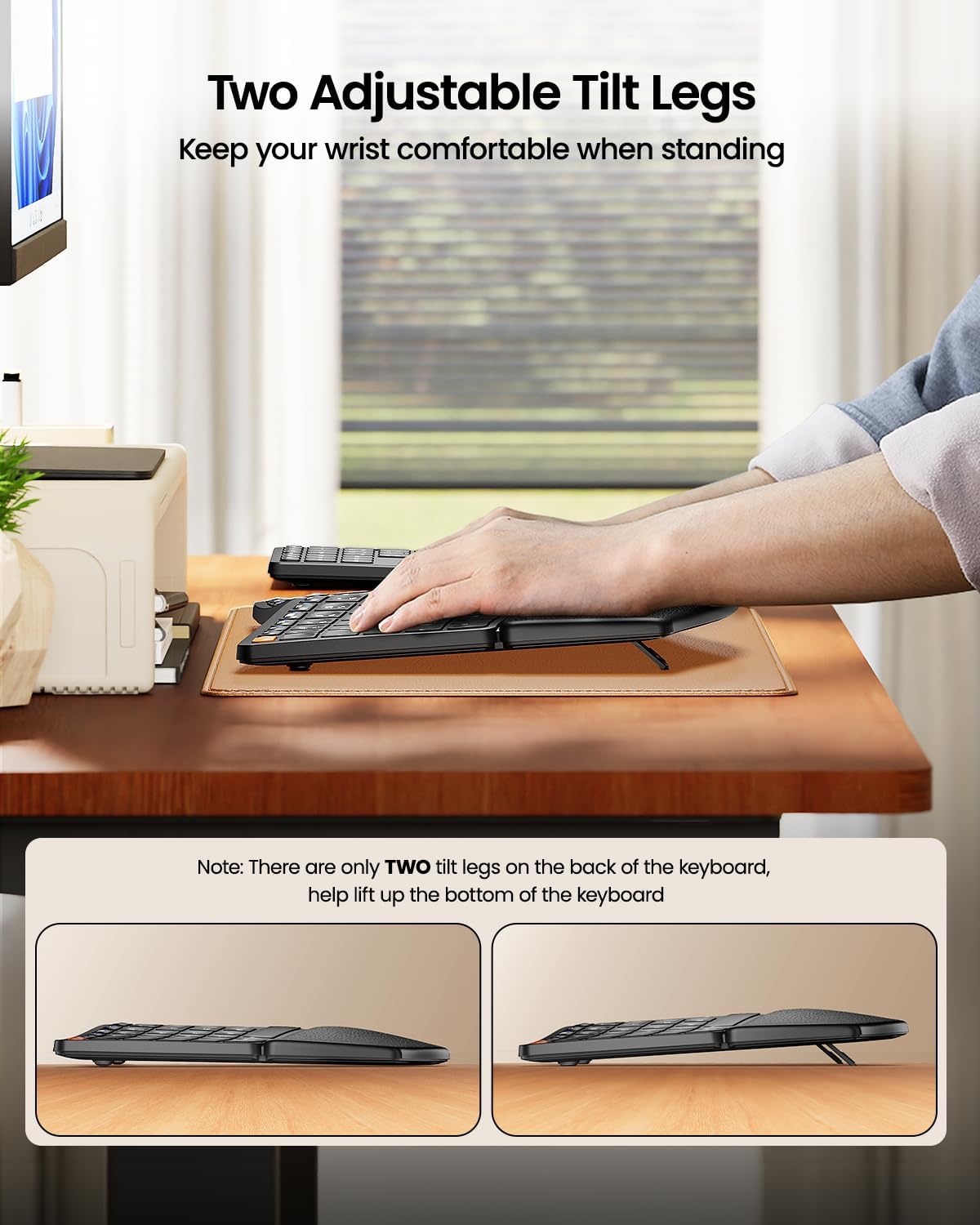 Teclado ergonómico inalámbrico ProtoArc EK04 Ergo con teclado numérico separado