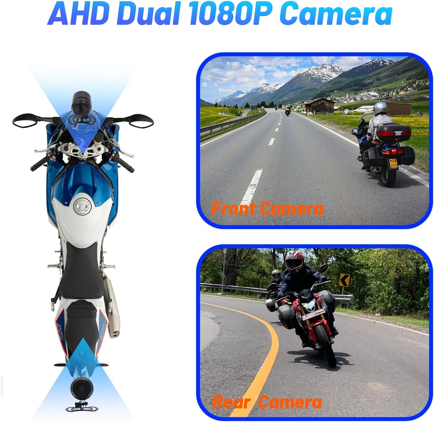 Geloo Cámara de tablero de motocicleta dual 1080P Dash Cam