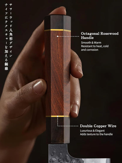 Cuchillo Nakiri Hoshanho, para carne y verduras, 18 cm, ergonómico.
