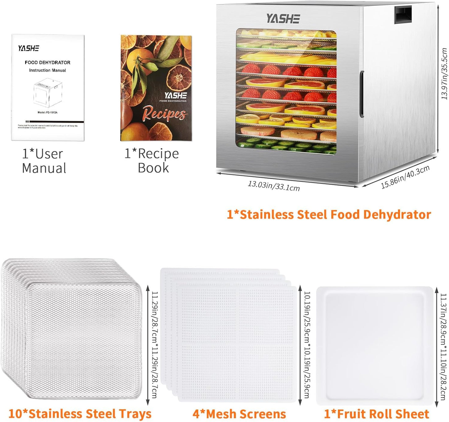 Máquina deshidratadora de alimentos, 10 secadoras, (DETALLE).