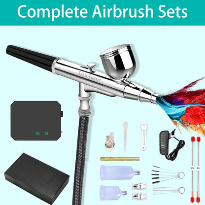 Kit de aerógrafo Gocheer, 40 PSI con compresor de aire, cepillo de limpieza