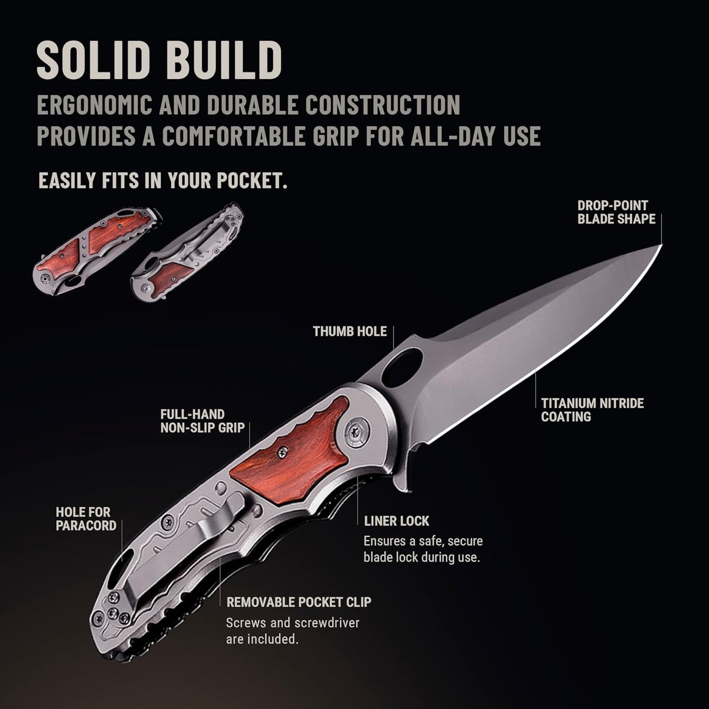 Navaja Grand Way de bolsillo hoja plegable afilada