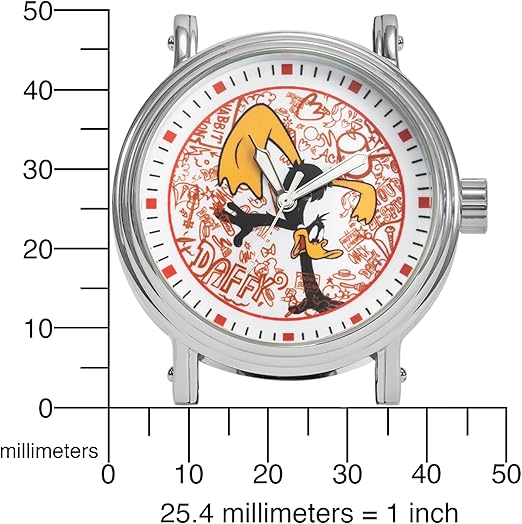Reloj para adultos, correa de cuero, Looney Tunes, Pato Lucas.