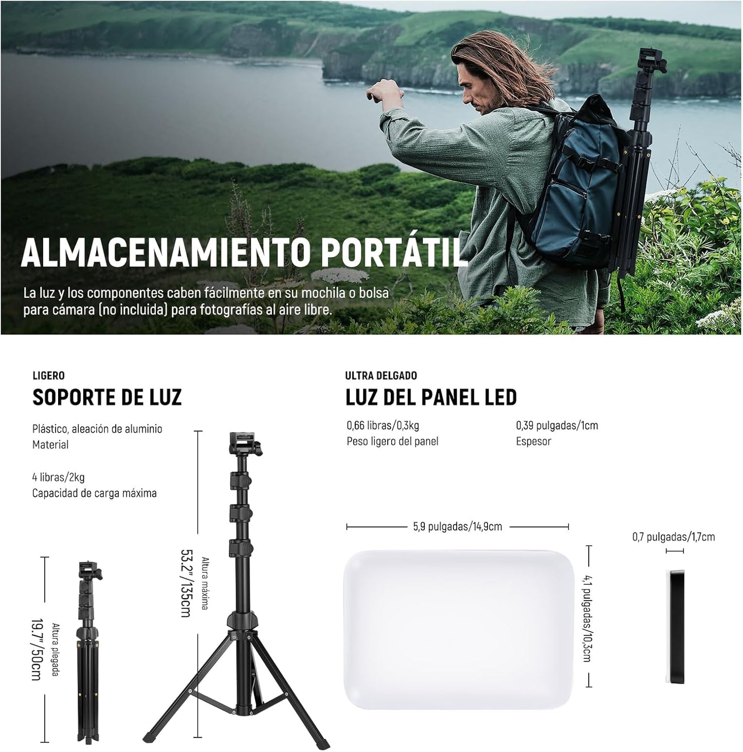 NEEWER- Kit Iluminación Panel Luz Vídeo LED , Paquete de 2