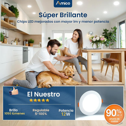 Luces LED empotrables Amico de 6 pulgadas con caja, 24 pack