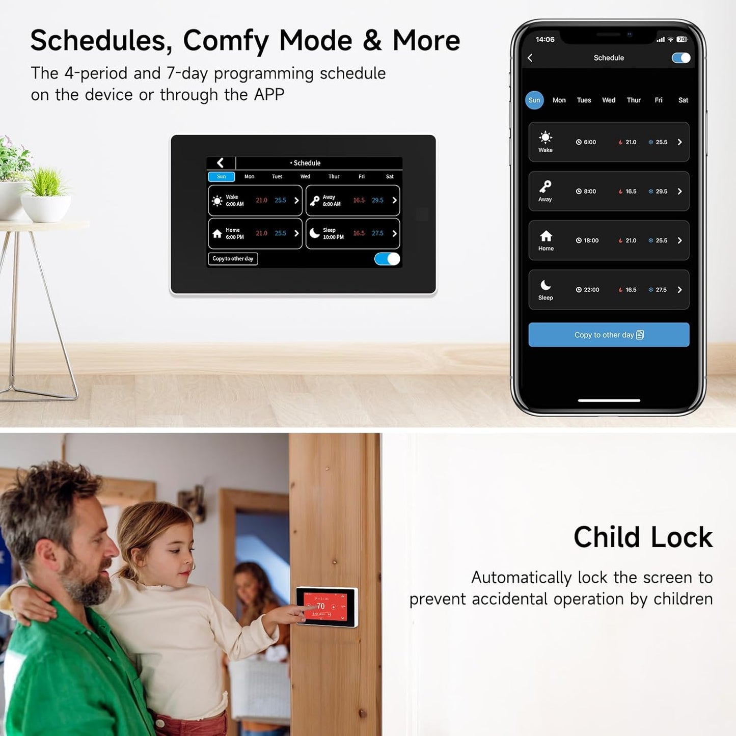 Termostato inteligente para casa con adaptador de cable C, EDGEANT