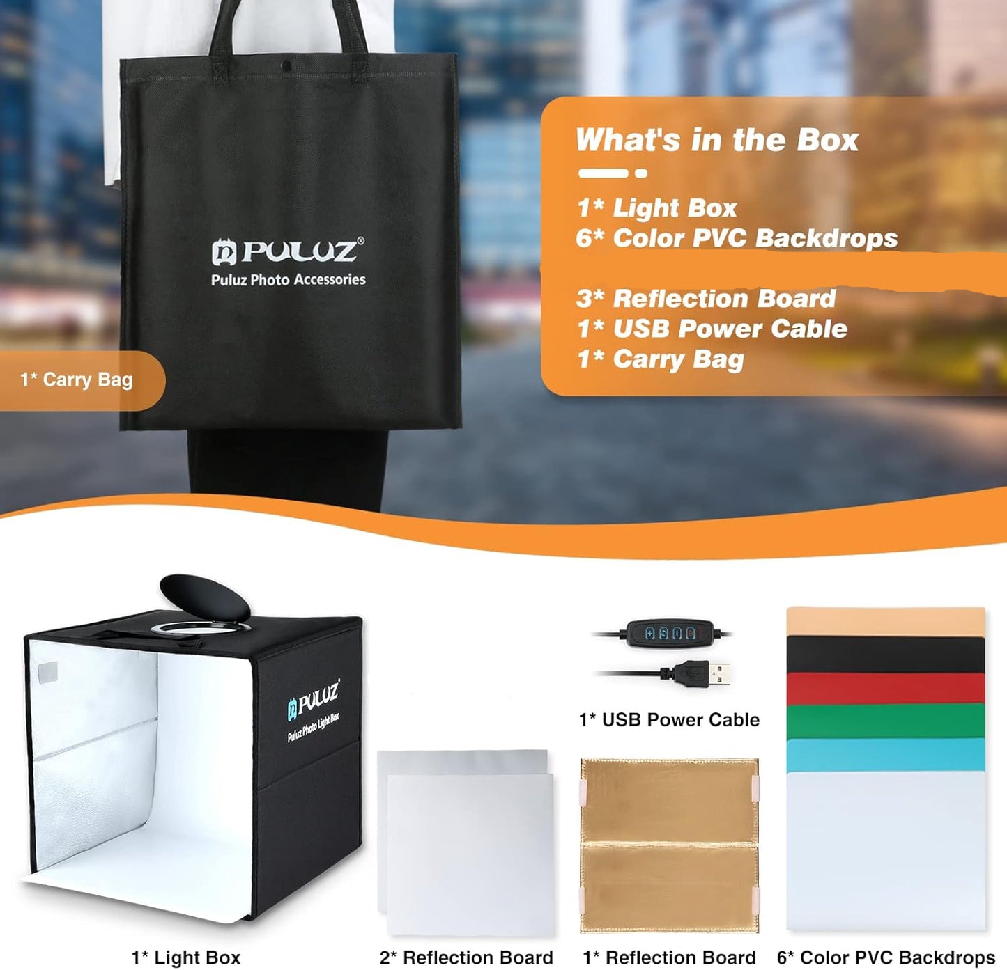 PULUZ - Caja de estudio fotográfico portátil con luz