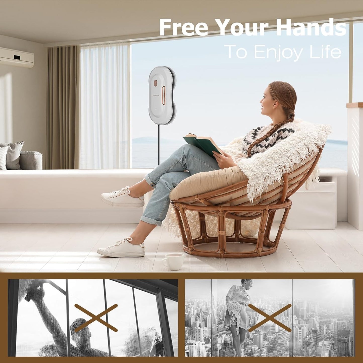 Robot limpiador de ventanas con doble pulverización de agua.(USADO)