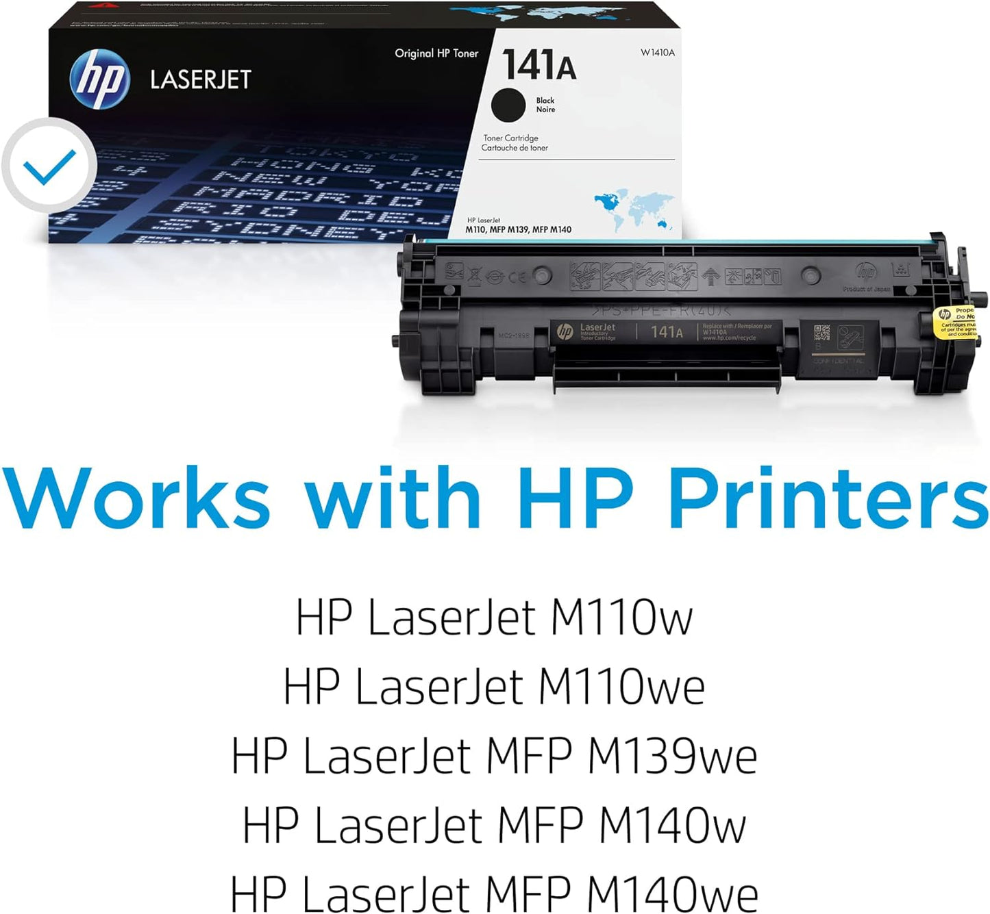 HP Cartucho de tóner Negro 141A,M110 Series, Laserjet MFP M139, M140 Series.
