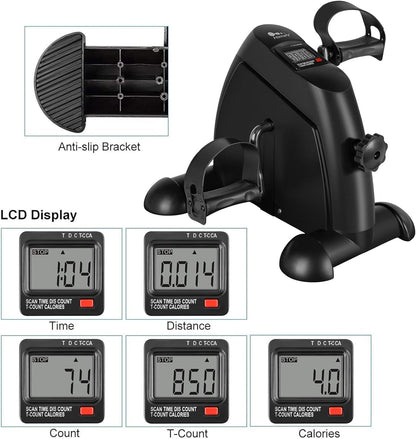 Mini bicicleta estática, para brazos y piernas con pantalla LCD.