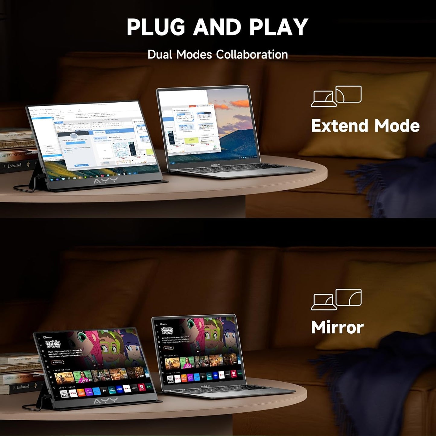 Monitor portátil AYY de 15,6" (1080p, 60 Hz, color negro)