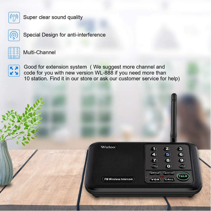 Wuloo Intercomunicadores inalámbricos para el hogar 2 PACK