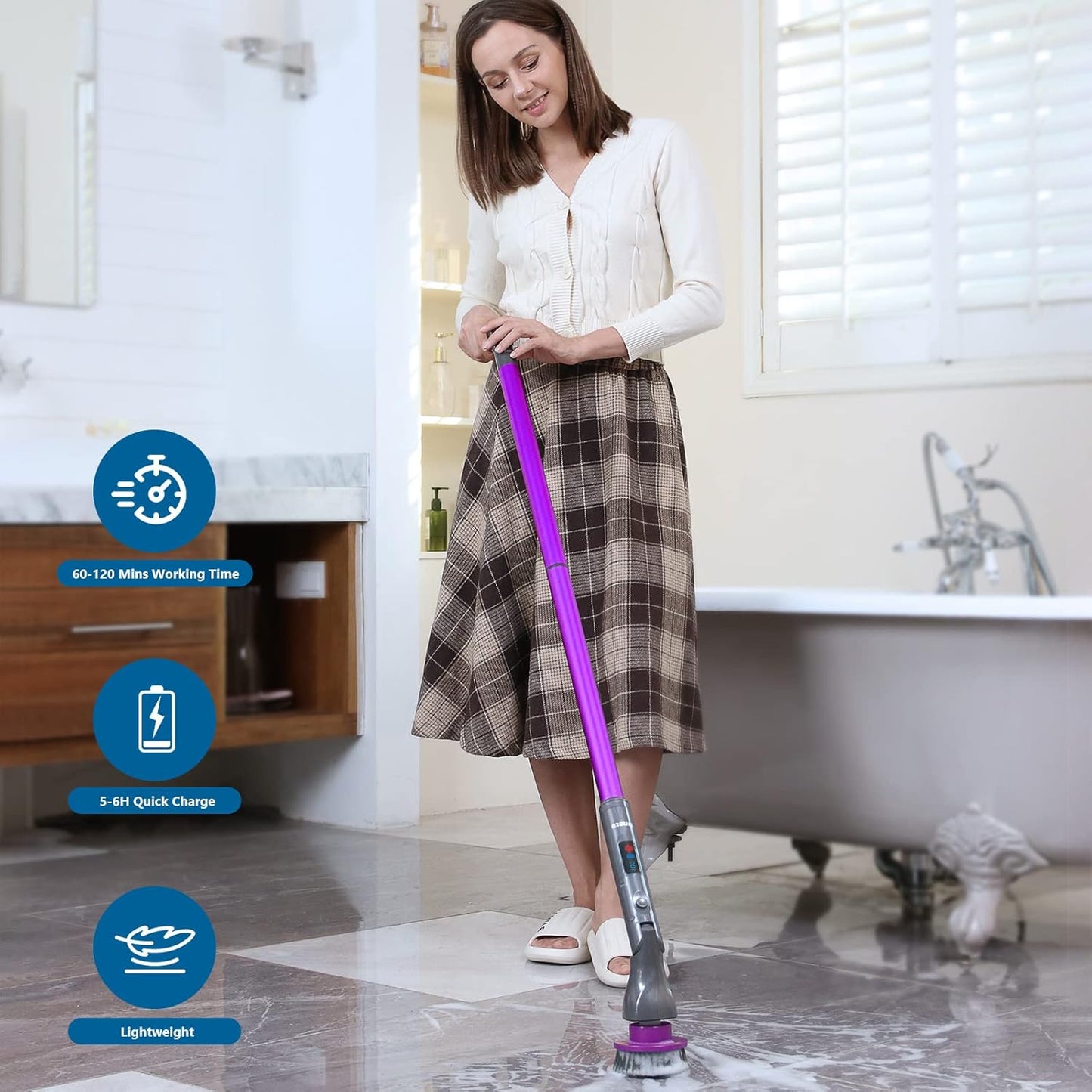 Limpiador eléctrico de giro mejorado, 3 velocidades de rotación.